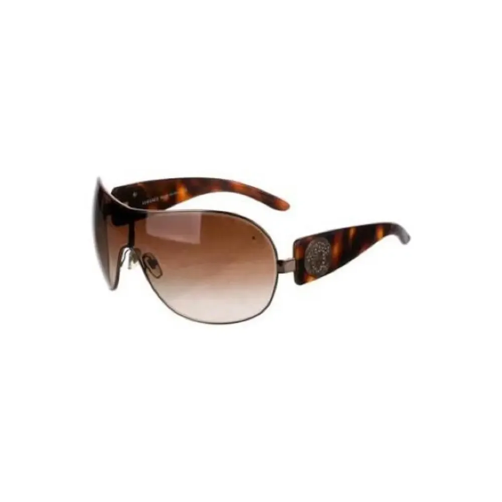 Vintage Y2K Versace 2061-B Tortoiseshell Shield Sunglasses Brown Gradient Lenses